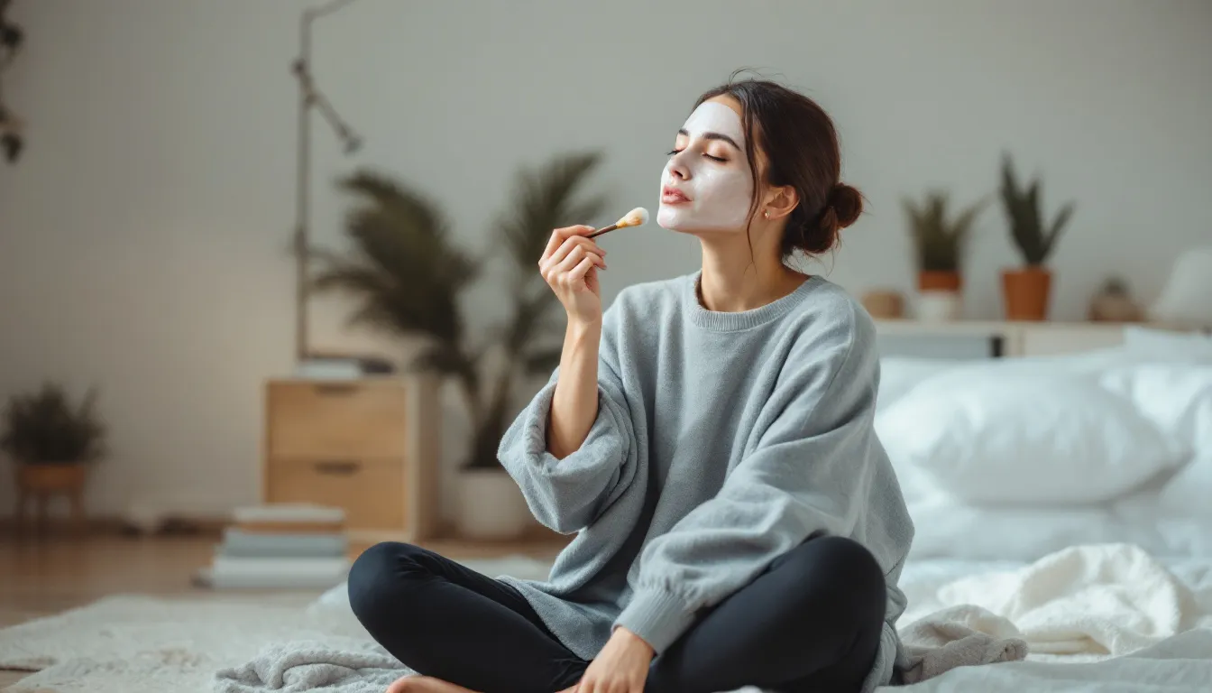 A woman is engaging in self-care by sitting in a serene environment, surrounded by soft lighting and calming elements, as she focuses on her well-being and mental health. This practice is a vital part of counselling for counsellors, supporting individuals in navigating their emotions and trauma.